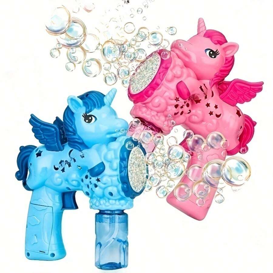 10 Hole Unicorn Bubble Machine (Excluding Bubble Water And Battery), Suitable As A Toy For Children Aged 3-8 And 4-6, Suitable For Outdoor Play, And Suitable As A Birthday Gift For Boys And Girls Aged 3, 4, 5, 6, And 7 - Blue - View 1