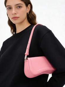 【单肩包】JW PE 新款复古软皮高端大容量斜挎包布丁包小众手提包女士款，粉色腋下通勤包 1C56，多功能手提小包 2T78 适合日常通勤、休闲、购物、旅行、聚会 - 粉色 - 查看 6