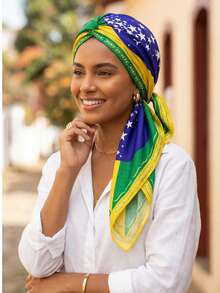 Stampaholics Large Sublimated Satin Scarf For Women's Hair Bag 90x90 Cm Brazil Light Blue - 彩色 - 查看 1