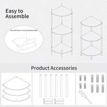 1pc Acrylic Transparent Triangle Floor Standing Rack, 2-4 Tier Modern Home Floor Corner Table Suitable For Living Room, Bedroom, Bathroom - Multicolor - View 8
