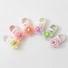 2双夏季薄款婴儿袜，女童蕾丝边婴儿袜，高弹不勒脚，适合0-1岁新生儿幼儿 - 彩色 - 查看 6