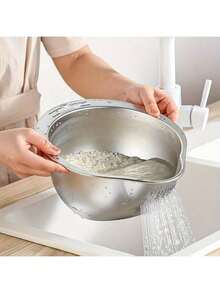 Commercial Grade Stainless Steel Strainer Basket - Large 5.5 Quart Heavy Duty Food Strainer Basket, Rustproof And Dishwasher, BPA, Suitable Pasta, Vegetables, Fruits - Kitchen Tools Home And Restaurant, Catering Utensils| Commercial Grade Kitchen Supplies| Anti-Rust Material, Pasta Draining Sieve - Silver - View 3