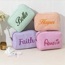 Bolsa organizadora de mochila con bordado personalizado, bolsa de tela para niños, bolsa de pañales, bolso de mano para niños, bolsa de viaje, con cierre de cremallera, artículos esenciales para bolsa de pañales, organizador de artículos de tocador o cosméticos, necesidades para bolsa de pañales para bebé, almacenamiento de pañales para bebé, útiles escolares, bolsa de maquillaje de gran capacidad, regalo de vuelta a la escuela, organizador de cosméticos, bolsa de aseo bordada, bolsa de maquillaje bordada, útiles escolares para niños y niñas - Multicolor - Ver 2