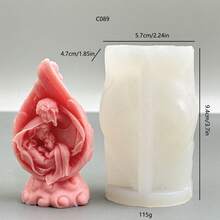 Virgin Mary Holding Baby Jesus Silicone Candle Mold - White - View 3