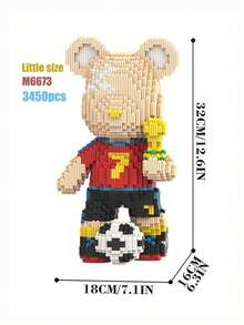 圣诞装饰 7220 件 16.9 英寸/43 厘米 DIY 组装大型积木玩具，半切机械熊拼图，适合成人，创意家居装饰，减压玩具，情人节、生日、圣诞节、新年礼物，适合他和她的房间装饰 - 彩色 - 查看 19