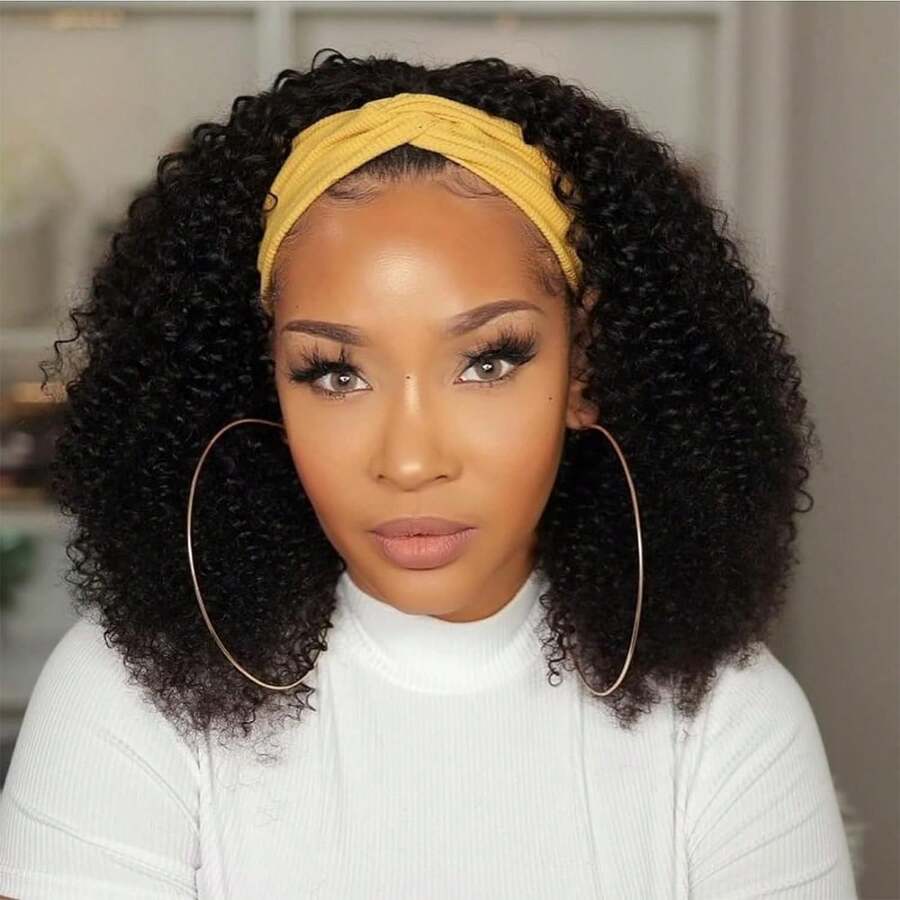 Tóc giả xoăn xù kiểu Afro, mật độ 180%, làm từ tóc thật loại 10A, không cần keo dán, dành cho nữ.