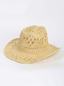 1 件手工时尚巴拿马草帽，波西米亚海滩太阳帽，防紫外线太阳帽，休闲防风帽 - 彩色 - 查看 8