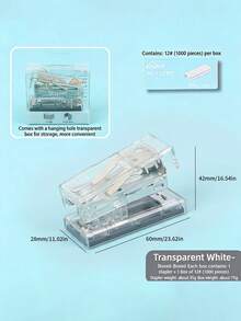 1 Set Mini Semi-Transparent Handheld Stapler Kit, Cute Student Stationery Multi-Function Binding Machine, Small Stapler - Stapler - View 13