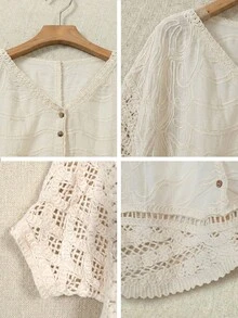 Lightweight Bohemian Style Beach Vacation Casual Shirt For Summer - Apricot - View 9