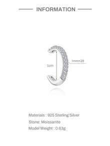 1 đôi khuyên tai kẹp hình chữ C bằng bạc sterling 925 mạ vàng trắng 18K đính đá Moissanite, không cần xỏ lỗ tai, không gây dị ứng, phù hợp cho phụ nữ đeo hàng ngày, dự tiệc và mùa cưới, món quà trang sức tinh tế trường tồn. - Bạc - Xem 5