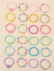 4pcs/Set Girls Cute Polymer Clay Butterfly, Flower, Fruit, Sun, Cloud Beaded Bracelet Set, Suitable For Girls Daily Wear And Gifting To Friends - Multicolor - View 1