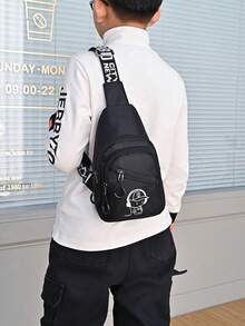 新款发光印花胸包，时尚男童胸包，休闲运动男童单肩包，小众设计创意斜挎包。 - 彩色 - 查看 1