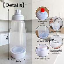 1/2个装煎饼面糊分配器，1000毫升挤压式煎饼面糊分配器搅拌瓶，带不锈钢搅拌球，适用于煎饼、可丽饼、华夫饼、松饼、Qatayef - 查看 7