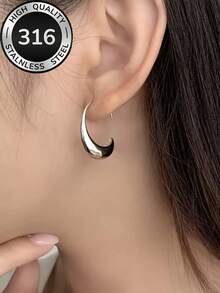 1 par de pendientes minimalistas modernos con forma de arco abierto, de acero inoxidable 316 chapado en oro de 18 quilates, diseño de arco elegante y versátil, adecuado para el uso diario y salidas - Pendientes curvos - Ver 6