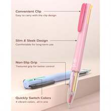 Multicolor Pens 4-In-1 Colored Ballpoint Pen 0.5mm Quick Dry Black Ink Pens Fine Point Smooth Writing Pens Cute Nurse Pens For Work 18 Colors 6PCS - Nhiều màu - Xem 6