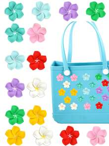 16件/8件/4件/1件装花朵DIY包包装饰配件，适用于Bogg包、沙滩包、凉鞋等。色彩缤纷的花朵装饰配件，可个性化定制您的Bogg包，增添活力风格，方便您轻松识别自己的包包。 - 彩色 - 查看 10
