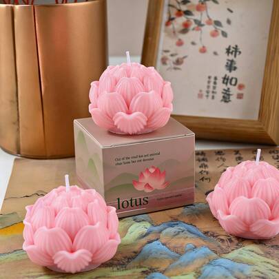 Lucky Lotus Scented Candle, Decorative Lotus Shaped Candle For Home Use