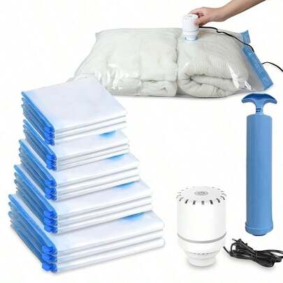 10/7/6/5/1 Pcs Set, Vacuum Storage Bags, Portable Travel Organizer Bags, Large Capacity Compression Bags, Reusable Vacuum Bags, Foldable Storage Cubes, Printed Luggage Bags, Dust-Proof Packing Cubes, Moisture-Proof Miscellaneous Bags, Suitable For Clothes, Bedding, Shirts, Bedroom, Closet, Bathroom, Outdoor Gear, Home Organization, Back To School, Travel And Holiday Essentials