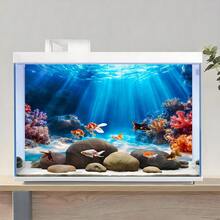 Fondo de pintura de arrecife de coral del océano azul, pegatina de fondo de acuario, pegatina de fondo de jaula de reptiles, autoadhesivo frontal, decoración de paisaje de acuario, decoraciones de acuario - A - Ver 3