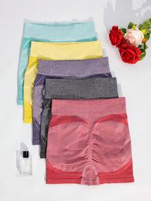 5-Piece Seamless High-Waisted Butt-Lifting Shaping Legging Shorts For Women Tight-Fitting Stretch Thin-Style Legging Shaping Pants For Women - 彩色 - 查看 4