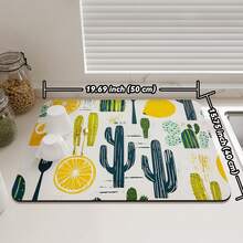 Thảm lót bếp in hình chanh, đế lót nhanh khô cho bàn ăn, quầy bar, máy pha cà phê, chống trượt, chống thấm nước, dễ vệ sinh, mang lại cảm giác tươi mát mùa hè. - Màu vàng - Xem 21