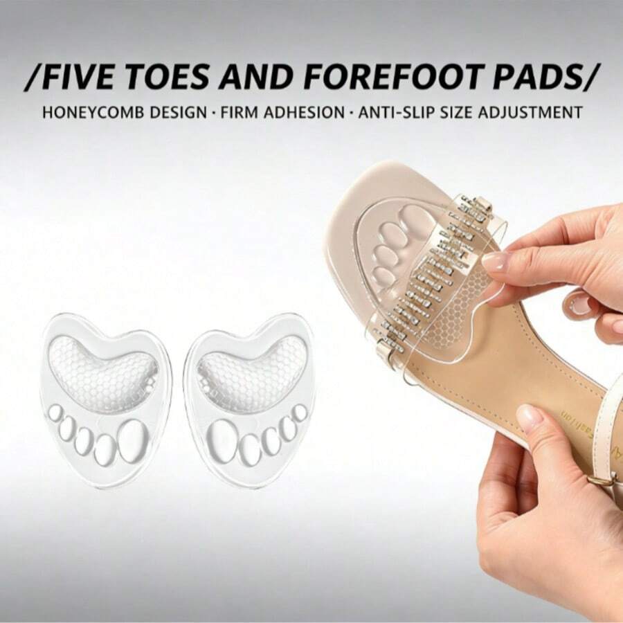1 par de almohadillas transparentes para la parte delantera del pie, cojines de gel autoadhesivos, adecuados para sandalias y tacones altos - transparente - Ver 1