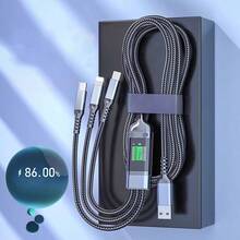 BinBoom Multi Charging Cable, Multi Charger Cable, Adapter 3 In 1 Multi Charging Cord, Multi USB Cable, Fast Charging Cable With IP/Micro USB/Type C Ports For Cell Phones/IP/Galaxy/PS/More - Black - View 3