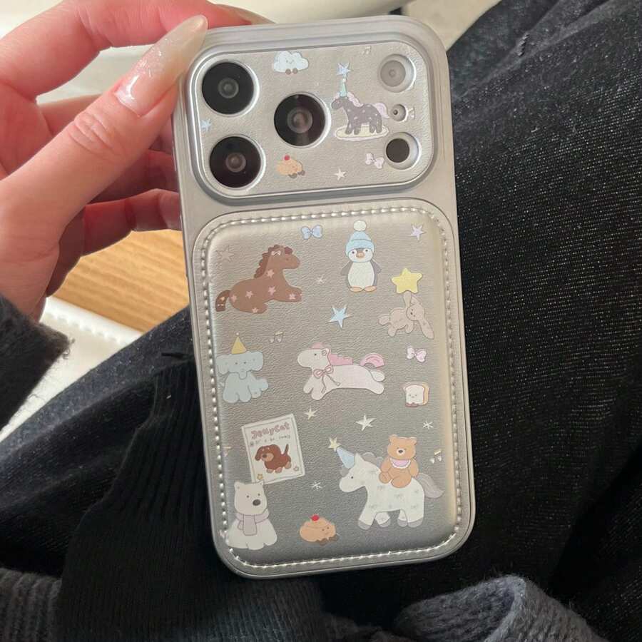 Cartoon Riding Bear Phone Case Compatible With IPhone 17 Pro Max / 16 Pro Max / 15 Pro Max / 14 Pro / 13, Fashionable Women/Minimalist Men Phone Case