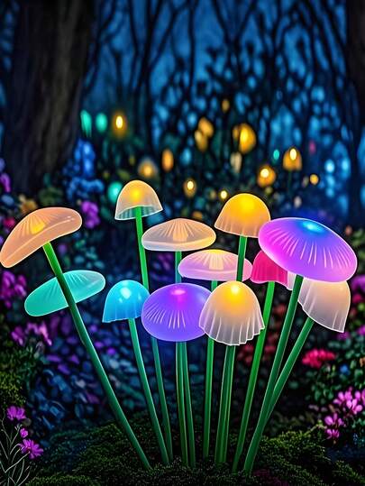 1 đèn LED hình nấm năng lượng mặt trời 6 bóng, đèn trang trí sân vườn ngoài trời chạy bằng năng lượng mặt trời, đèn nhiều màu/ánh sáng ấm, thích hợp cho hiên nhà, sân, vườn, nhà cửa, cây cối, trang trí nhà cửa, chiếu sáng lối đi.