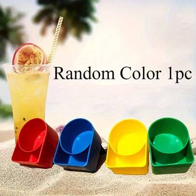 حامل كوب شاطئي قابل لإعادة الاستخدام، بساط كوب شاطئي جميل، حامل شرب وهاتف عصري، ضروري عطلة شاطئية متين، قابل للتكديس متعدد الألوان، مثالي للعائلة والأصدقاء، حامل مشروبات شاطئي بلاستيكي