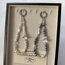 Luxury Baroque Style Artificial Glass Pearl Beaded Crystal Ins Phone Strap Handmade DIY Alloy Keychain Pendant - Multicolor - View 3