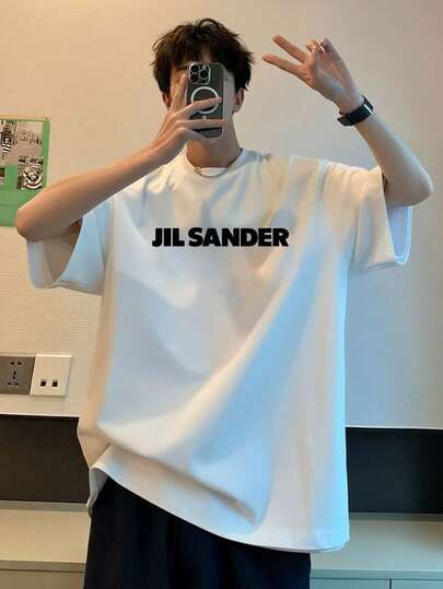 韓国風 メンズ 半袖Tシャツ コットン100% 綿100% プリント クルーネック カットソー トップス オーバーサイズ ゆったり シンプル ベーシック ストリート カジュアル 春 夏 メンズコーデ 通気性 快適