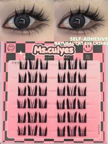 36簇仙女簇假睫毛，无需胶水，按压式，漫画风格，C型卷翘，DIY睫毛嫁接，湿润感，尖刺动漫假睫毛，单根假睫毛簇，角色扮演DIY，自然簇状假睫毛，超薄隐形睫毛带，可重复使用 - C - 查看 7