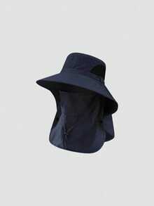 Men's Summer Detachable Shawl Outdoor Quick-Dry Waterproof Bucket Hat, Sun Protection Hiking Hunting Breathable Sun Hat - A - View 7