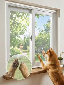 Black DIY Window Screen Mesh Set, Cut-To-Fit Breathable Net, Self-Adhesive Hook & Loop Easy Install, Mosquito & Bug Protection For Home Windows - White - View 3