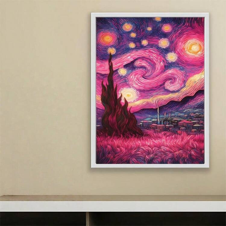 1幅2D DIY钻石画梵高星空，全钻钻石艺术画，客厅装饰，手工DIY套装，完美的节日礼物 - 查看 2