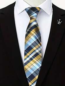 1条格子领带，适合休闲、街头、商务、派对、送礼、日常穿着 - 彩色 - 查看 2