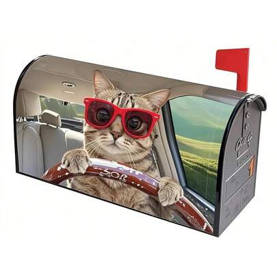 Magnetic Mailbox Cover - 21x18 Inch Cute Kitty Cat Design For All Seasons Outdoor Garden Yard