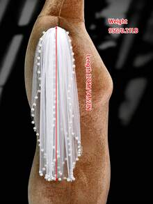 2 chiếc khăn choàng ngắn đính ngọc trai giả, phụ kiện che tay áo cho váy dự tiệc nữ, khăn choàng cưới cô dâu, kèm ghim cài an toàn. - A - Xem 7