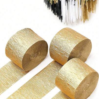 3 Rolls Crepe Paper Ribbons, Creative Backdrop Decor, Birthday Wedding Party Decorative Ribbons, Wedding Decoration