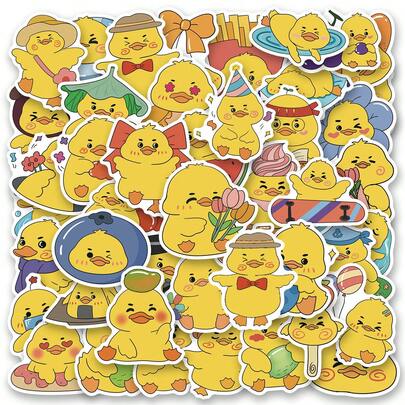 50 pièces Autocollants de petit canard jaune, autocollants à motifs multicolores, autocollants drôles, décalcomanies décoratives vintage pour bouteilles, papier décoratif, scrapbooking, journal intime, ordinateur portable, pare-chocs, planche à roulettes, bouteille d'eau, ordinateur, cartes de vœux pour téléphone, albums photos, meubles, fournitures pour scrapbooking, papeterie
