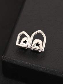 1pc Unique Square Double Hollow Metal Hiphop Tooth Jewelry, Unisex Party & Daily Accessory - Multicolor - View 6