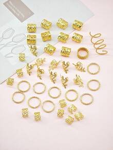 42个多形状弹力发圈 - 多功能可调节合金发箍，女士脏辫发饰 - 金色 - 查看 5