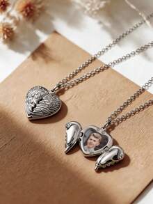 1pc Customized Angel Wings Photo Pendant Necklace, Elegant European And American High-End Gift Suitable For Women, Daily Wear And Holidays - Style 1 - View 14