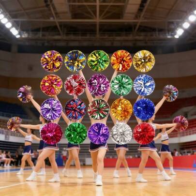 2pcs Cheerleader Pom Poms, Cheer Pompoms, Cheer Pom Poms For Cheerleading, Sports Events, Dance Performances, Square Dance Games, Suitable For Football, Basketball, Rugby And Sports Events, Team Sports, Dancing And Cheerleading