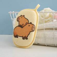 2只卡通动物图案沐浴手套，去角质，柔软亲肤，舒适清洁，按摩肌肤，温和无痛清洁用品 - 彩色 - 查看 12