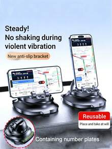 1pc Car Phone Holder, Rotatable Dashboard Mount, Anti-Slip Navigation Bracket, Temporary Parking Luminous License Plate (Retractable), Multi-Function Bracket, Dashboard Phone Number Plate, Glasses Card Slot - A - View 1