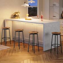 Swivel Backless Bar Stools Set Of 2 Round Adjustable Feet Modern Breakfast Chairs For Kitchen Islands Bar Cafe Rustic Brown Black - 2 - View 3