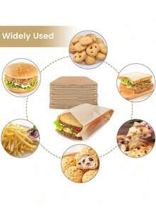 Kraft Paper Sandwich Bags, Oil-Proof Leak-Proof Disposable Food Bags Suitable For Burgers, Desserts, Fried Chicken, Applicable For Parties, Catering, Food Trucks, Weddings, Birthdays, Back To School - Multicolor - View 8