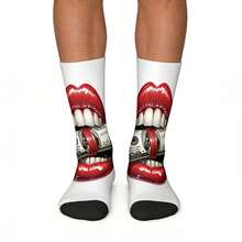 1 Pair Men's 3D Digital Print Socks, European And American Style Sports Socks, 360 Seamless Heat Transfer Mid-Calf Socks - Multicolor - View 3